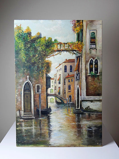 Vintage Gemälde Venedig Canal und Fassaden warme Töne