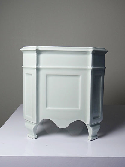Vintage Übertopf von Limoges Gründekoration für Limoges celadon quadratisch mit Füßen