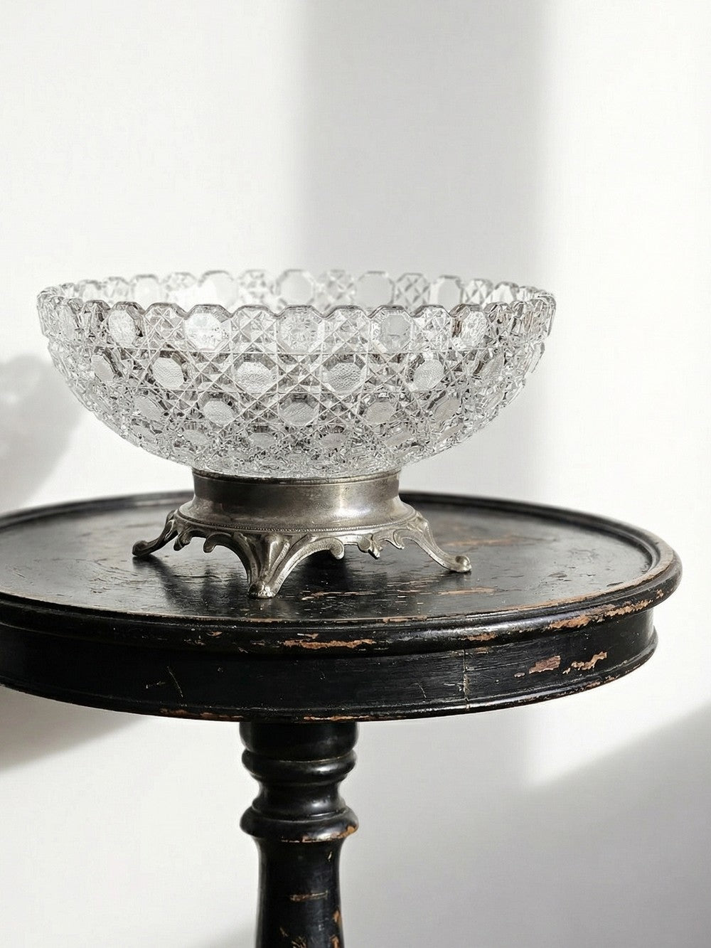 Vintage Pressglasschale von Baccarat für Geschirr, durchsichtig