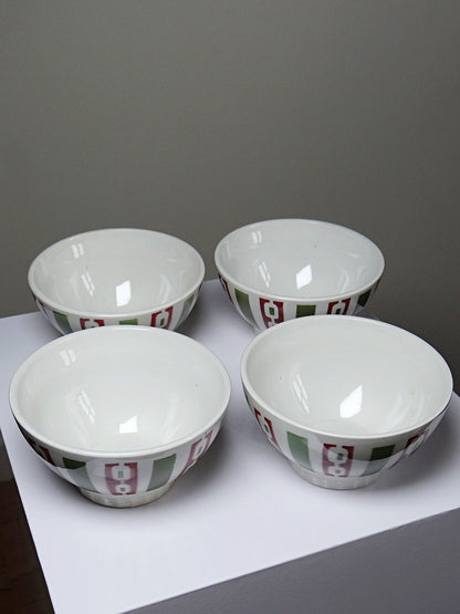 Set von 4 Vintage Kaffeeschale Badonviller Art Déco Dekor