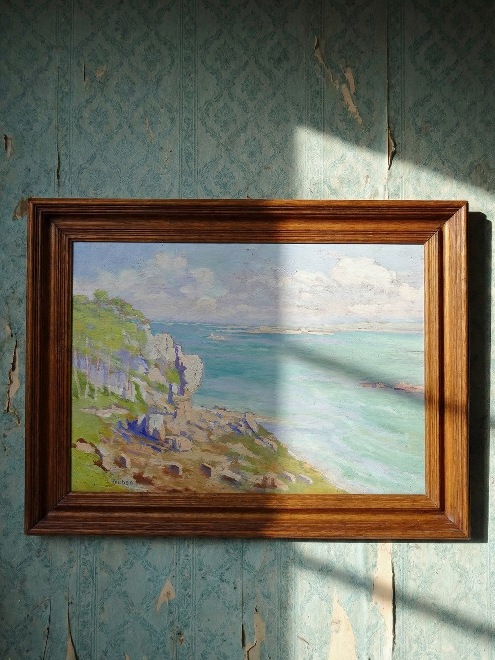 Vintage Gemälde von Paul Ruben für Dekoration, Türkis