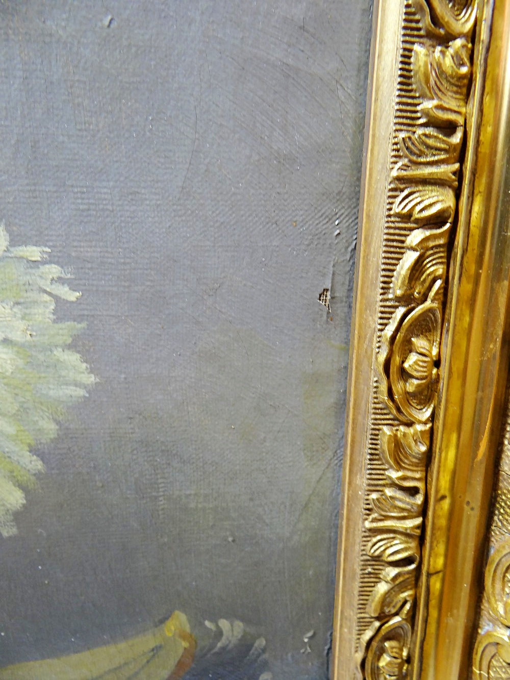 Vintage Gemälde Stillleben mit Chrysanthemen von L. Porte für BraunDekoration signiert 1888