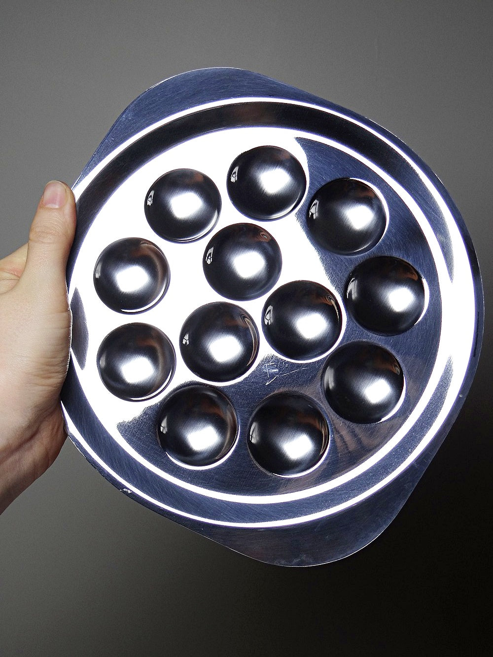 Vintage Schneckentablett Set von 6 aus Edelstahl Made in France Edelstahlgeschirr Silber