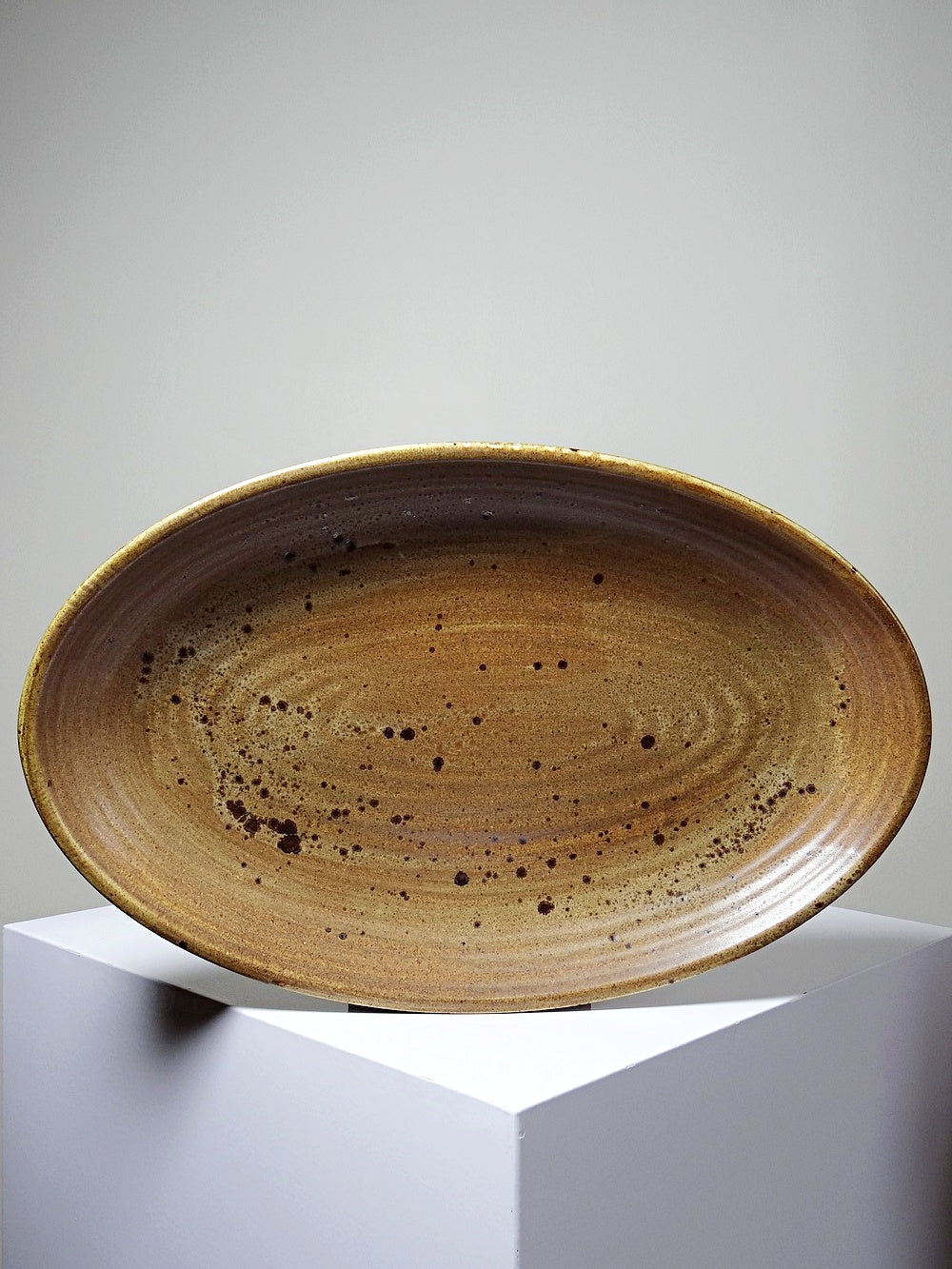 Vintage Servierplatte oval Inaltérable von Salins Braun
