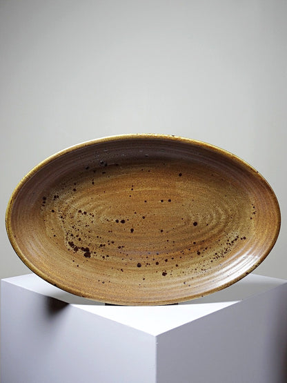 Vintage Servierplatte oval Inaltérable von Salins Braun