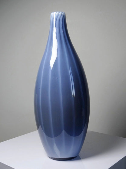 Vintage Vase von Fratelli Toso für Murano blaues Opalglas Rauchglas Soap Bubble Set von 2