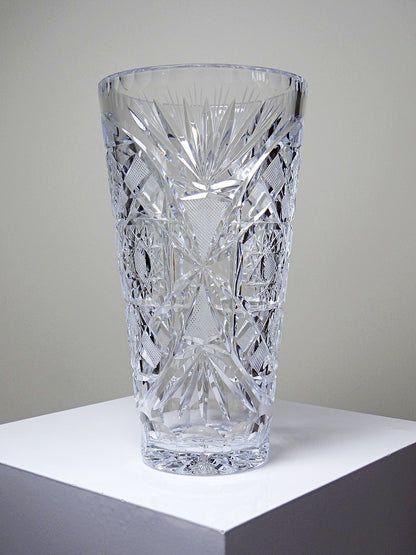 Vintage Vase aus Kristall, Böhmen Tschechoslowakei, durchsichtig