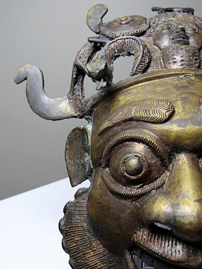 Vintage Maske Bamoun von GoldDekoration für Kamerun, Bronze
