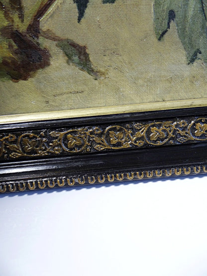 Vintage Gemälde Pfingstrose von E. Jacque für PinkVintageDekoration, signiert