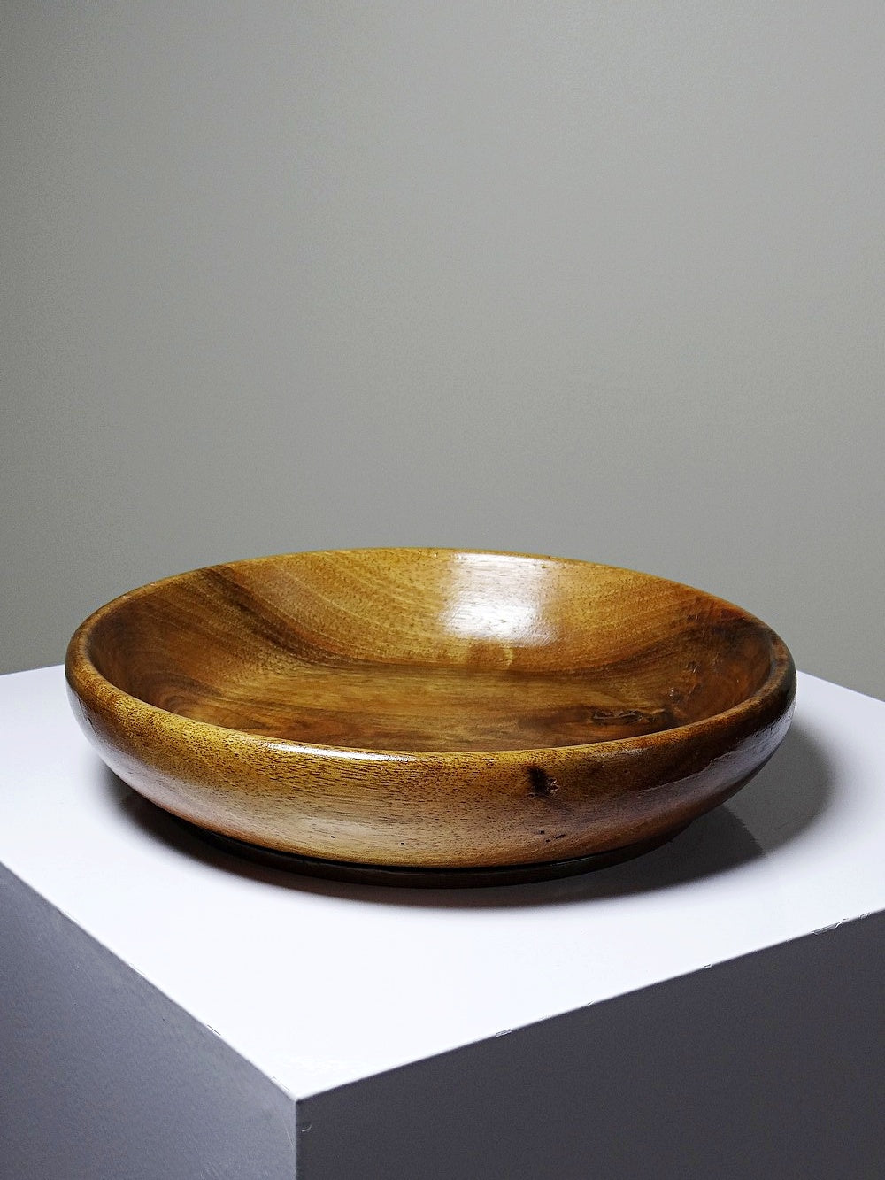 Vintage Holzschale Teak oder Akazie Braune Rille 23 cm Durchmesser 5,3 cm Höhe