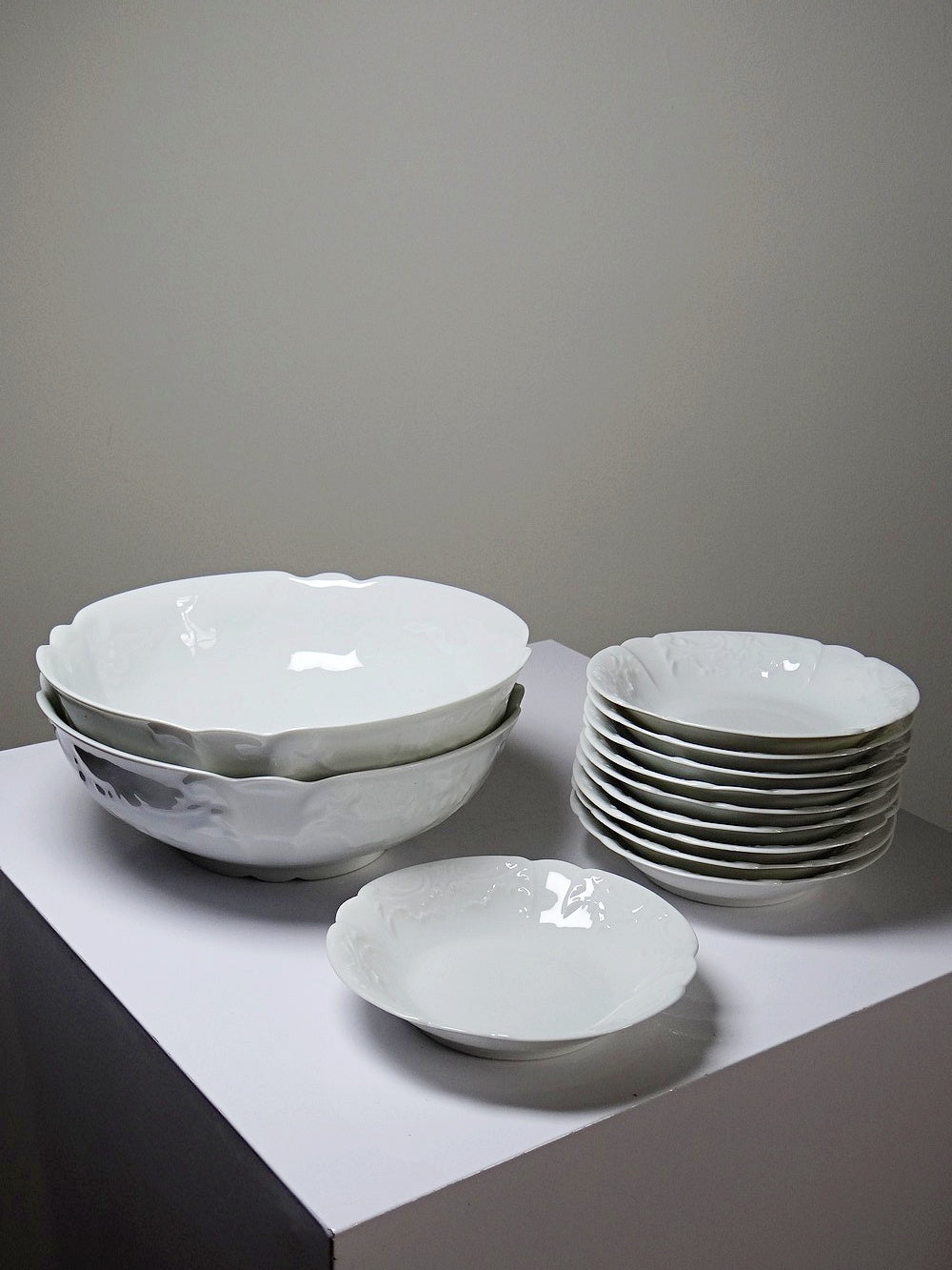 Vintage Dessertservice Limoges von L&Cie Lafarge Set von 12 Porzellan weiß