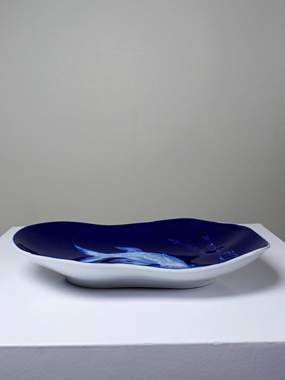 Vintage Schale Limoges Fischdekor japonisierend von Marcel Chaufriasse