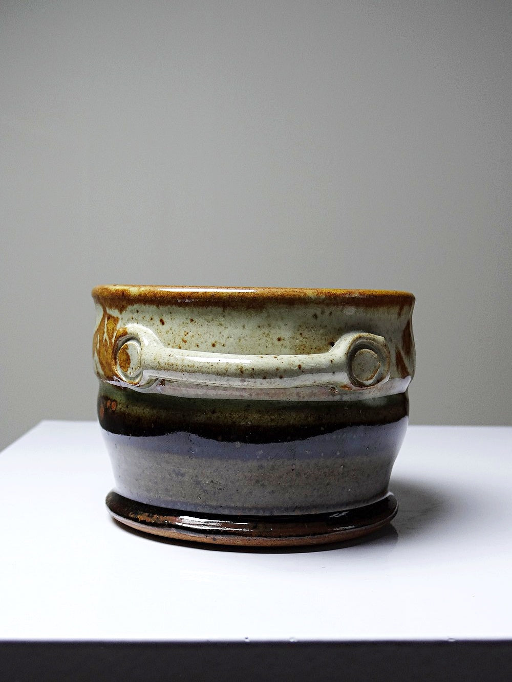 Vintage Becher aus glasiertem Steinzeug japanischer Stil signiert 1990er 2000er