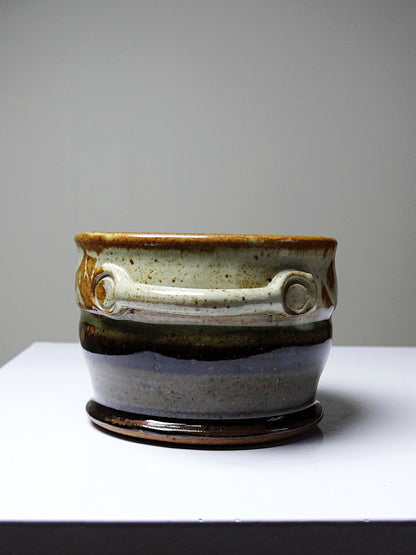 Vintage Becher aus glasiertem Steinzeug japanischer Stil signiert 1990er 2000er