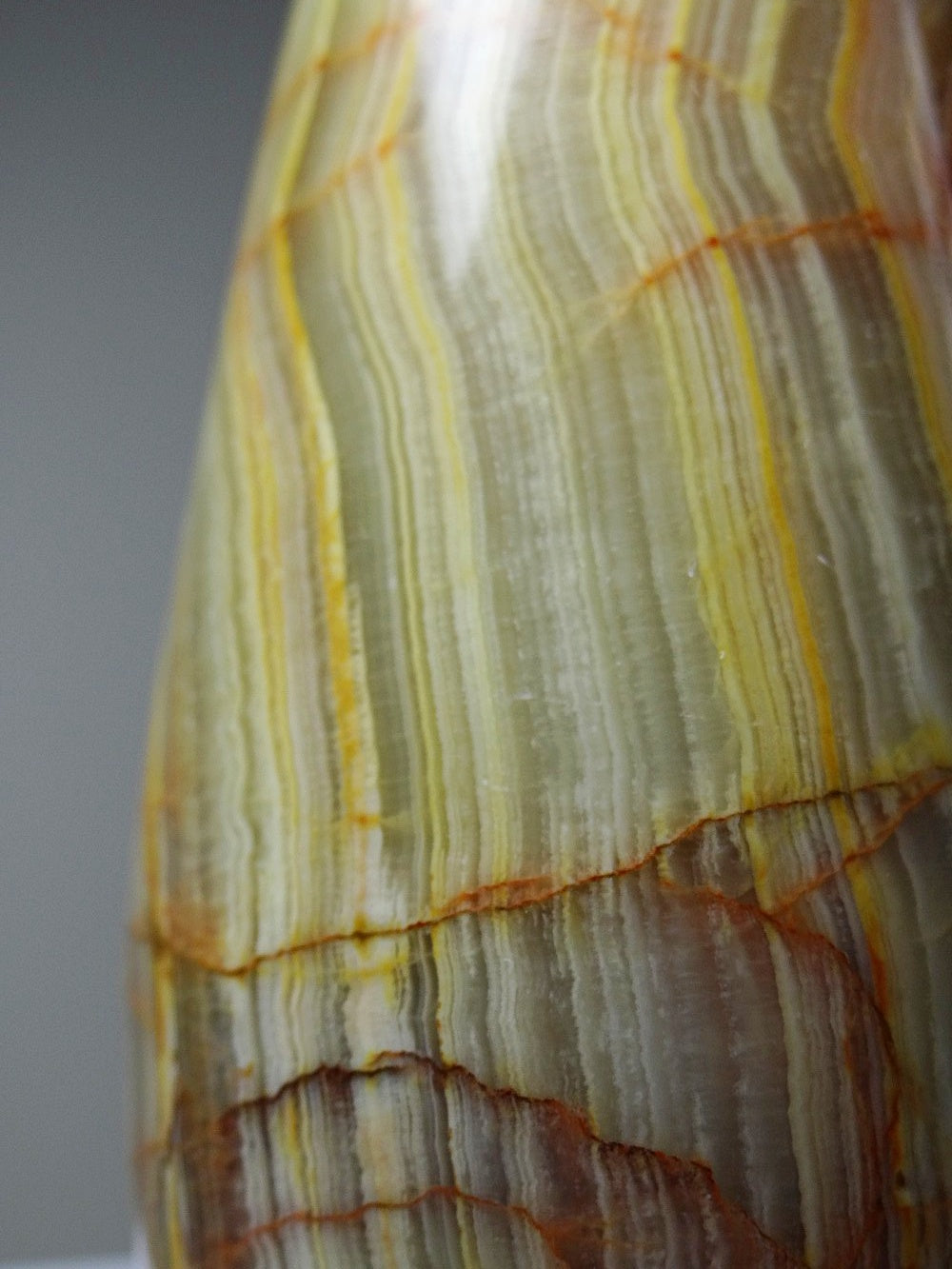 Vintage Vase aus grün gestreiftem Onyx Italien grün beige rost