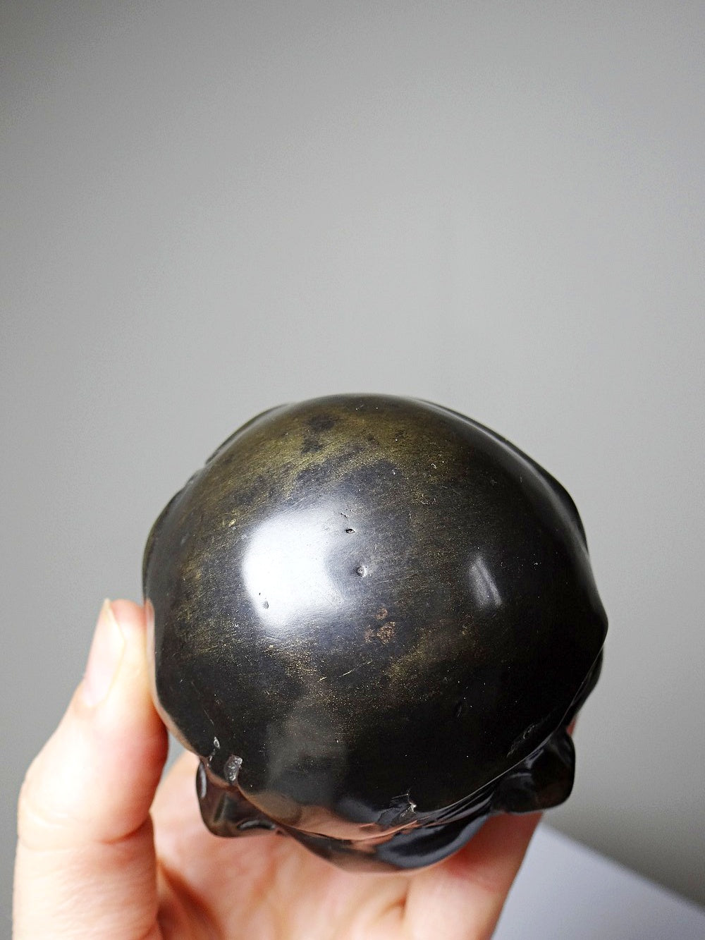 Vintage Buddha Kopf viergesichtig aus patiniertem Messing dunkelbraun gold Asien