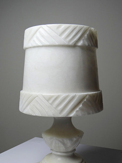 Vintage Nachtlichtlampe aus weißem Alabaster, ca. 1950-1970