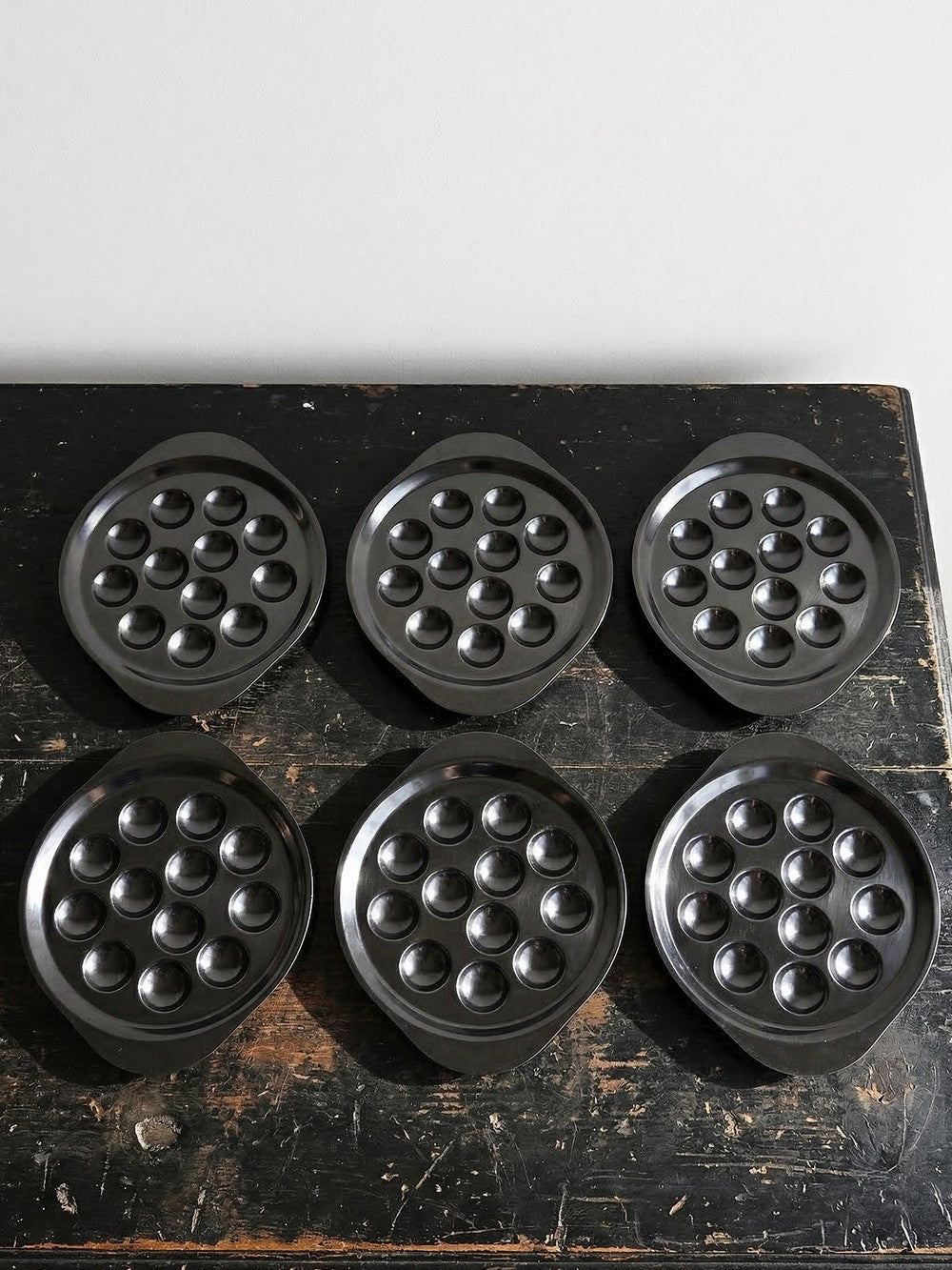 Vintage Schneckentablett Set von 6 aus Edelstahl Made in France Edelstahlgeschirr Silber