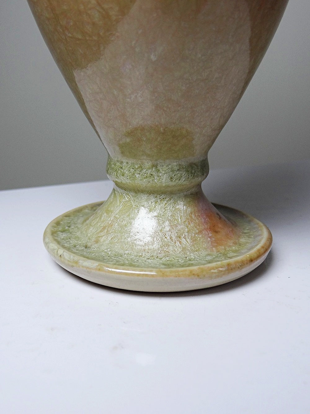 Vintage Vase von Bernard Guipouy für Atelier du Bol Doré kristalline Glasur Beige