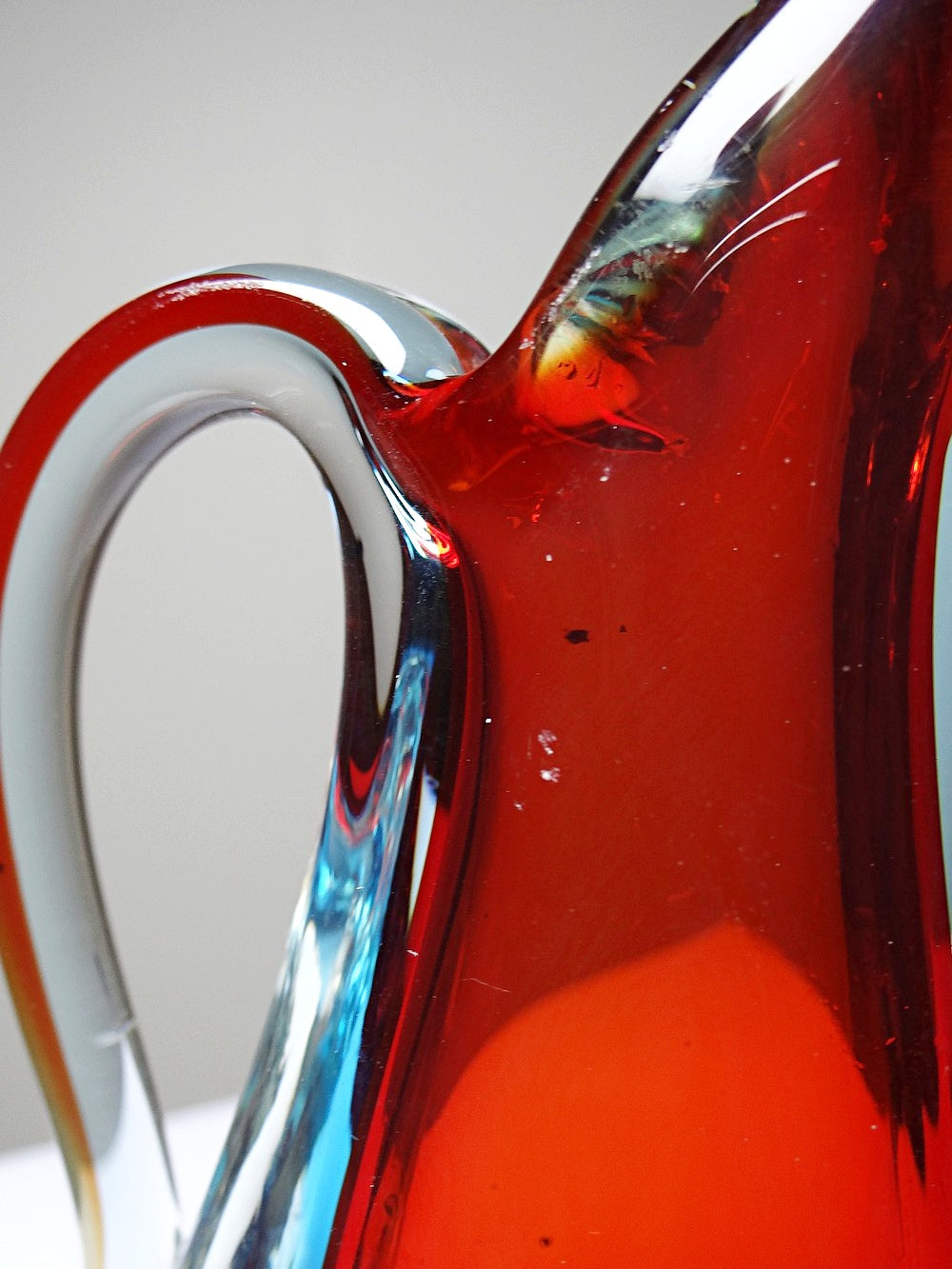 Vintage Vase Sommerso von Flavio Poli für Murano rot blau transparent