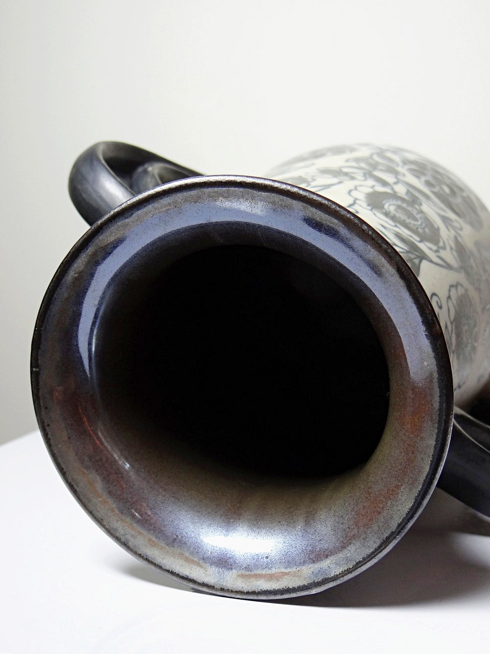 Vintage Vase Art Déco 1920-40, Jugendstil und Chinoiserie Dekor Beige