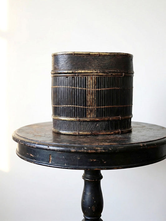 Vintage Dose Tampung Indonesien Lombok Anfang 20. Jh. Schwarz Servieraccessoire