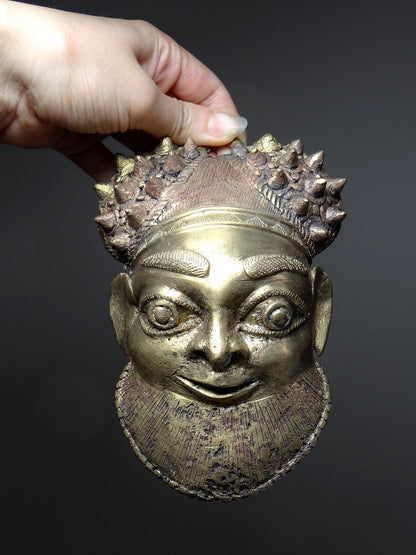Vintage Maske Oba von Bamoun für GoldDekoration vergoldete Bronze