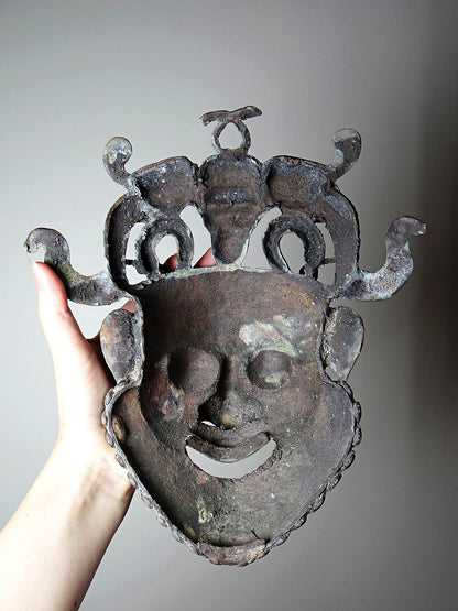 Vintage Bronzemaske Bamoun Kamerun braun Dekoration