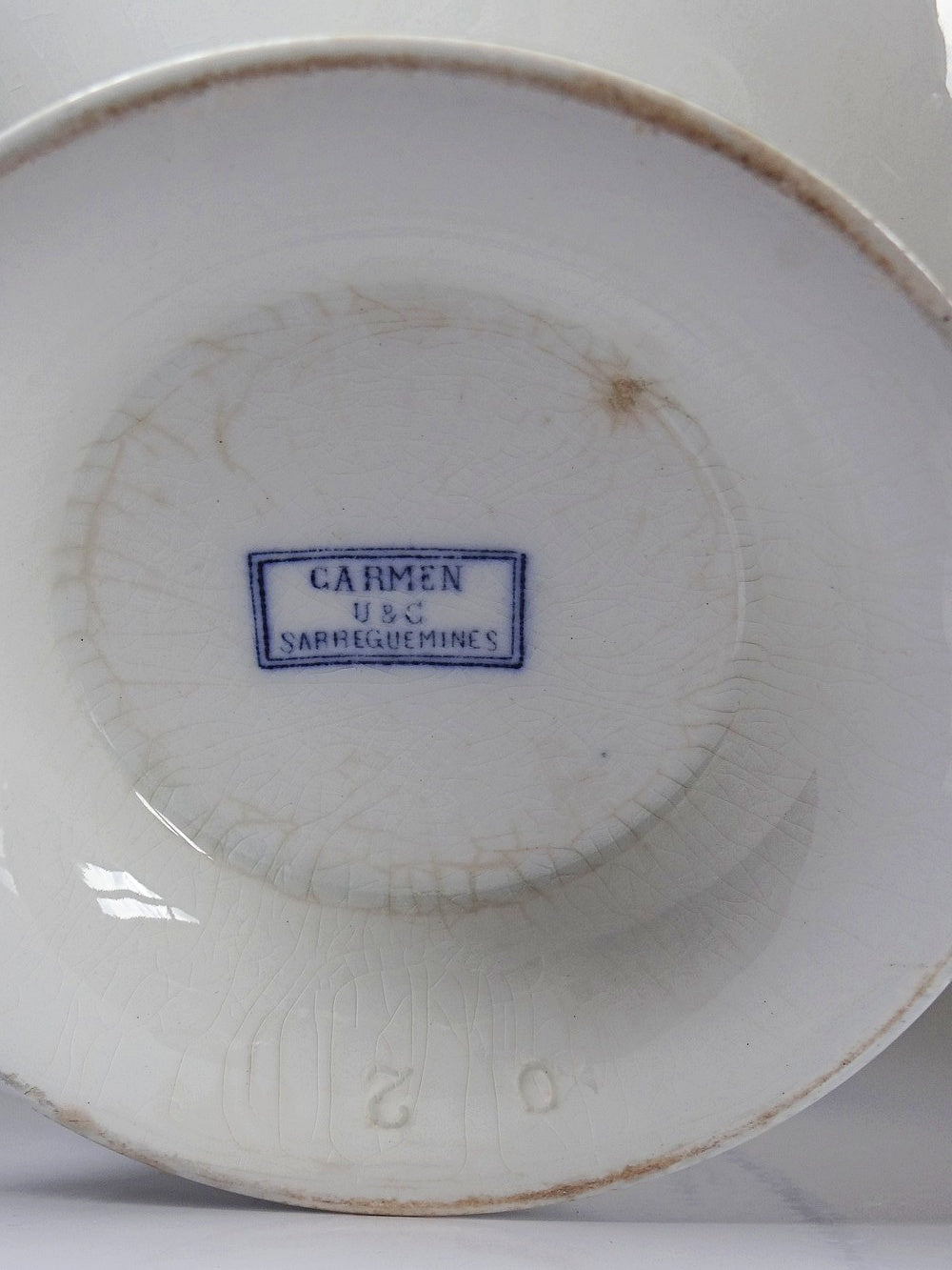 Vintage Fayence-Terrine "Carmen" von Sarreguemines, blaues Dekor