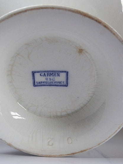 Vintage Fayence-Terrine "Carmen" von Sarreguemines, blaues Dekor