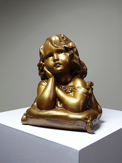 Vintage Büste Mädchen mit goldener Patina für GoldKunst
