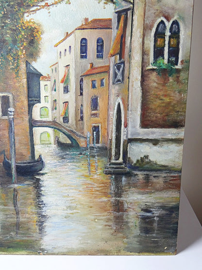 Vintage Gemälde Venedig Canal und Fassaden warme Töne