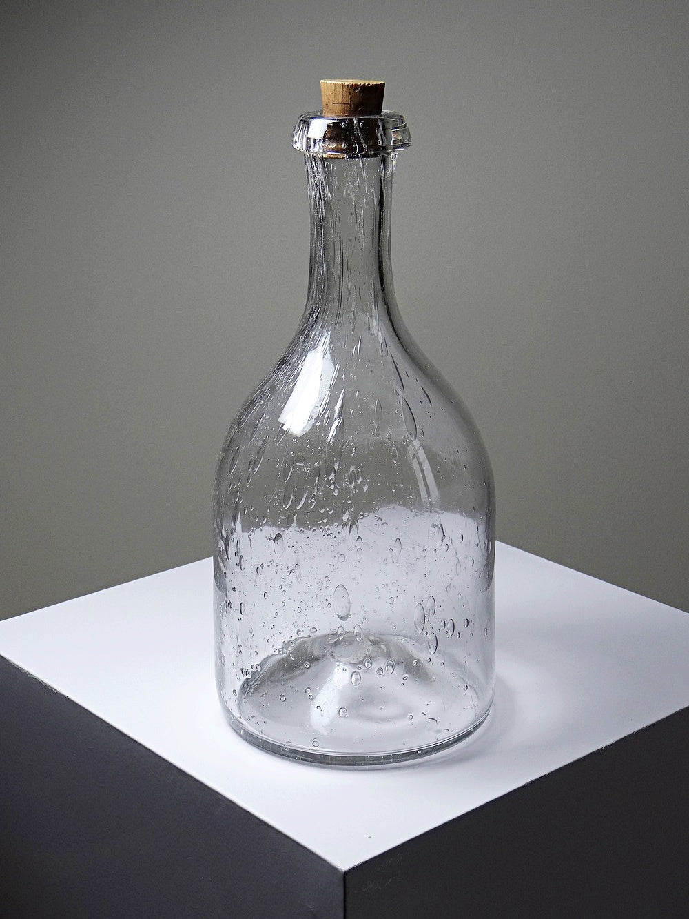 Vintage Flasche Servieraccessoire durchsichtig, Glas, Kork