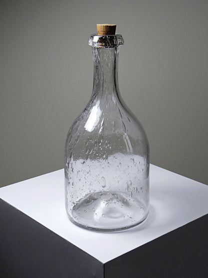 Vintage Flasche Servieraccessoire durchsichtig, Glas, Kork