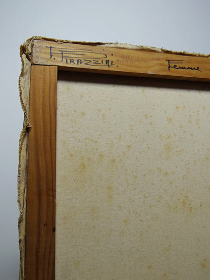 Vintage Gemälde Frau ruhend von Fortunato Pirazzini für GrauDekoration