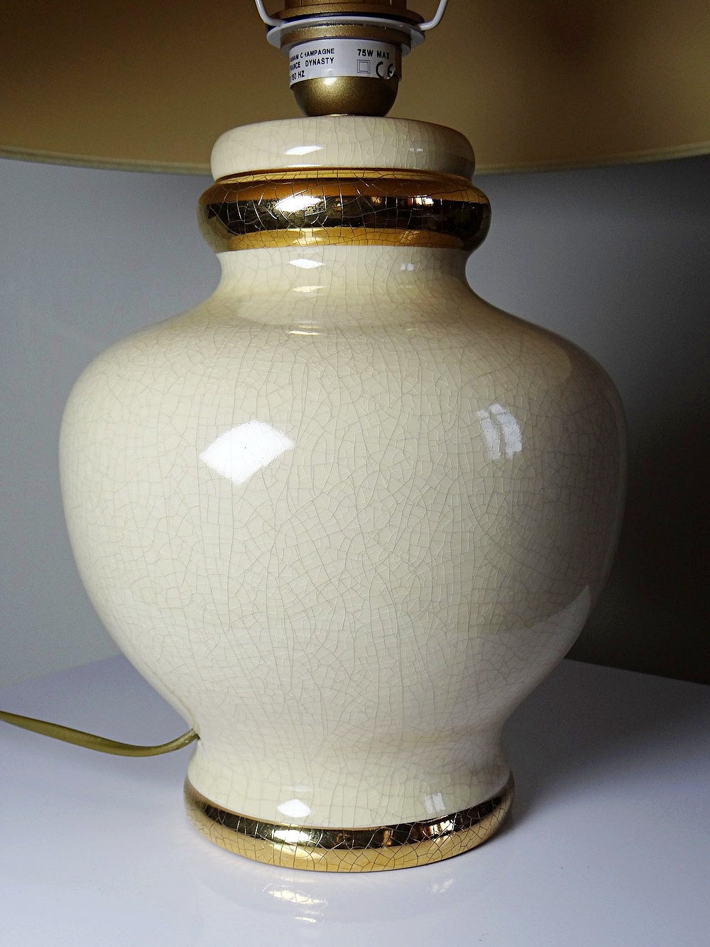 Vintage Lampe Panama Champagne Dynastie von Le Dauphin beige