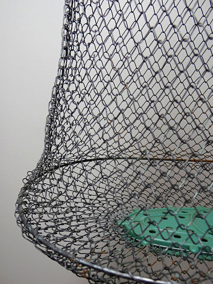Vintage Servieraccessoire von Maillinox XL Fischreuse Grün Metall Rost