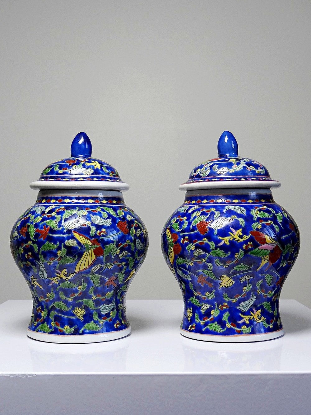 Vintage Set von 2 Ingwertopf von Kangxi Nian Zhi für China blau