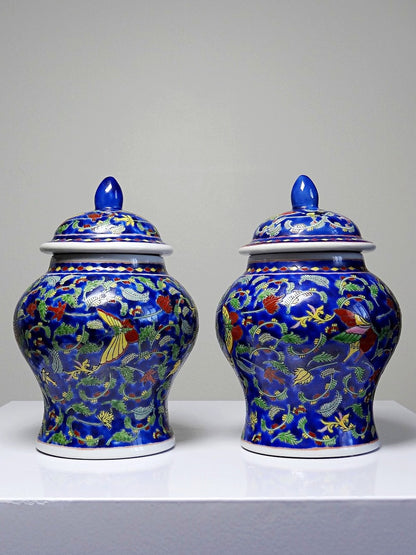 Vintage Set von 2 Ingwertopf von Kangxi Nian Zhi für China blau