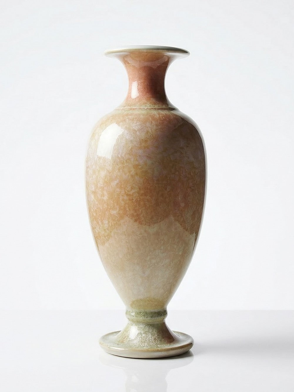 Vintage Vase von Bernard Guipouy für Atelier du Bol Doré kristalline Glasur Beige