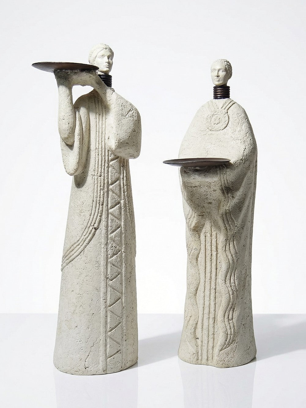 Vintage Kerzenleuchter Akwe Priestess Set von 2 von Holländer für Holländer beige