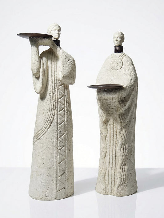 Vintage Kerzenleuchter Akwe Priestess Set von 2 von Holländer für Holländer beige