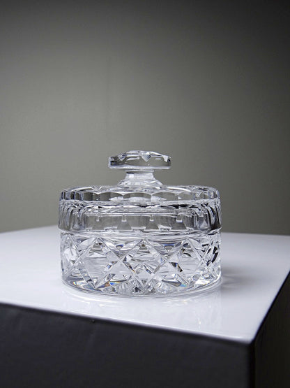 Vintage Schmuckdose aus geschliffenem Kristall, Tschechoslowakei, 1980–2000, klar
