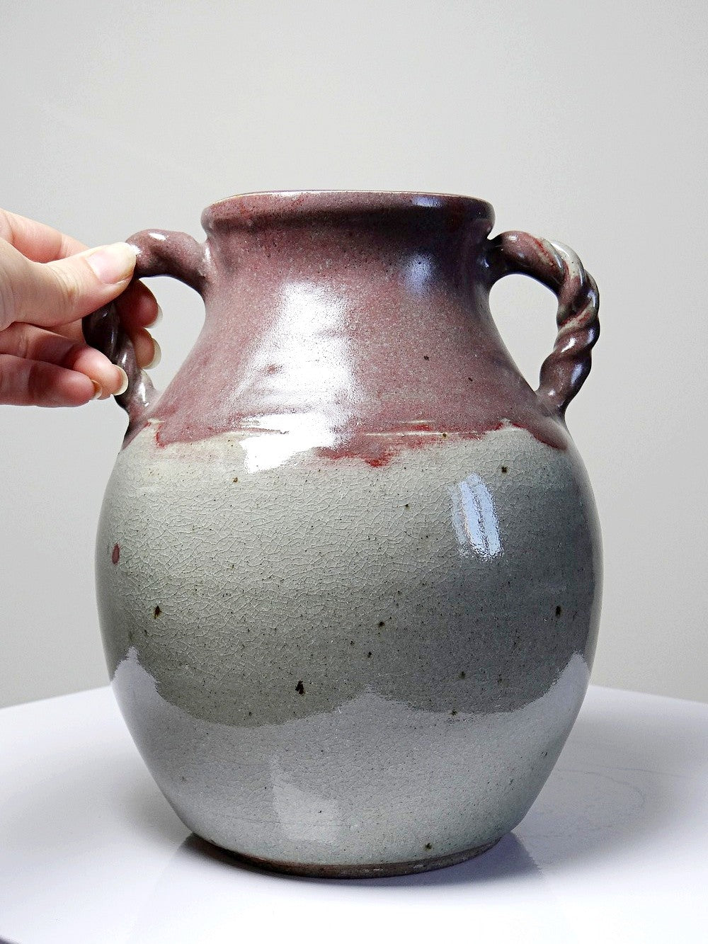 Vintage Vase von Milly Finn für Studio Pottery UK grau