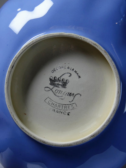 Vintage Schale Châtres von Longwy blau schwarz gold grün weiß orange gelb