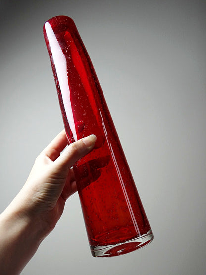 Vintage Vase Murano Stil rotes geblasenes Glas mit Blasen