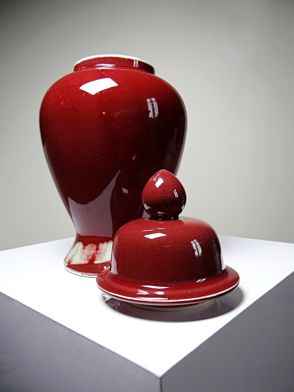 Vintage Vase chinesischer Ingwertopf oxblood und Celadon Keramik
