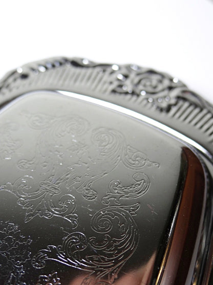 Vintage Butterdose silberfarben aus Metall und Edelstahl, Rococo-Stil 1960-1980er