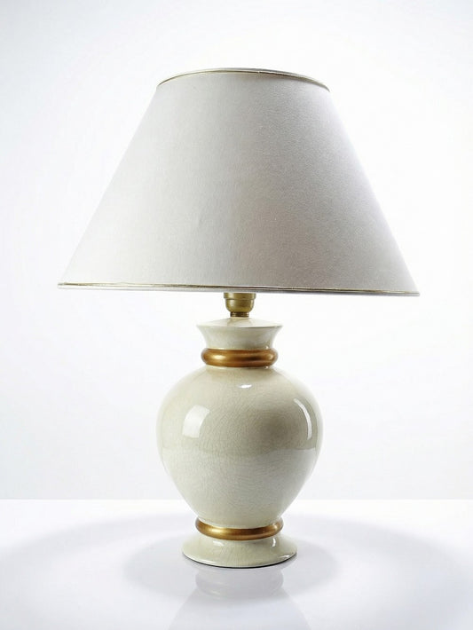 Vintage Lampe Panama von Le Dauphin für Le Dauphin creme, ivoire, gold