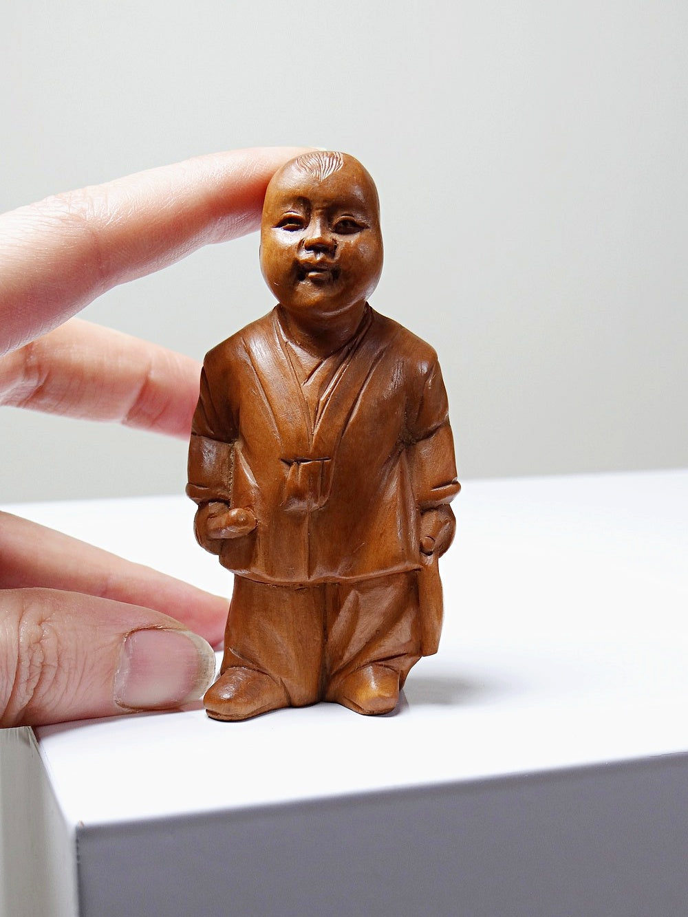 Vintage Figur chinesische Kinderfigur Buchsbaum braun Kunst